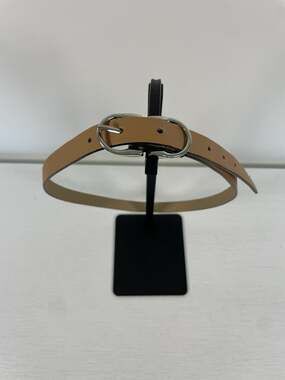 Steve Madden Women's Camel Skinny Belt with Oval Double Buckle Sz L